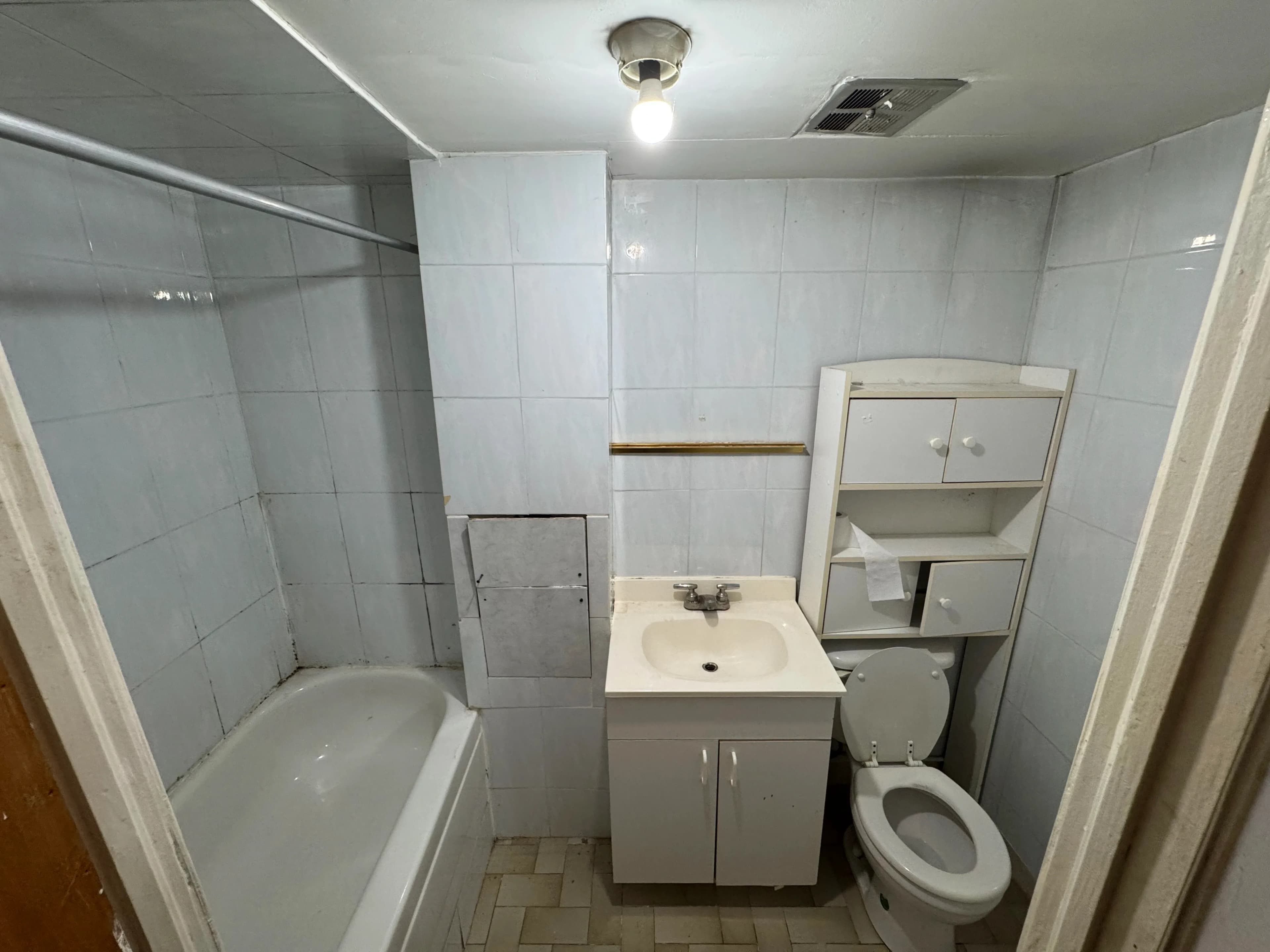 BEFORE — Washroom renovation after flooding